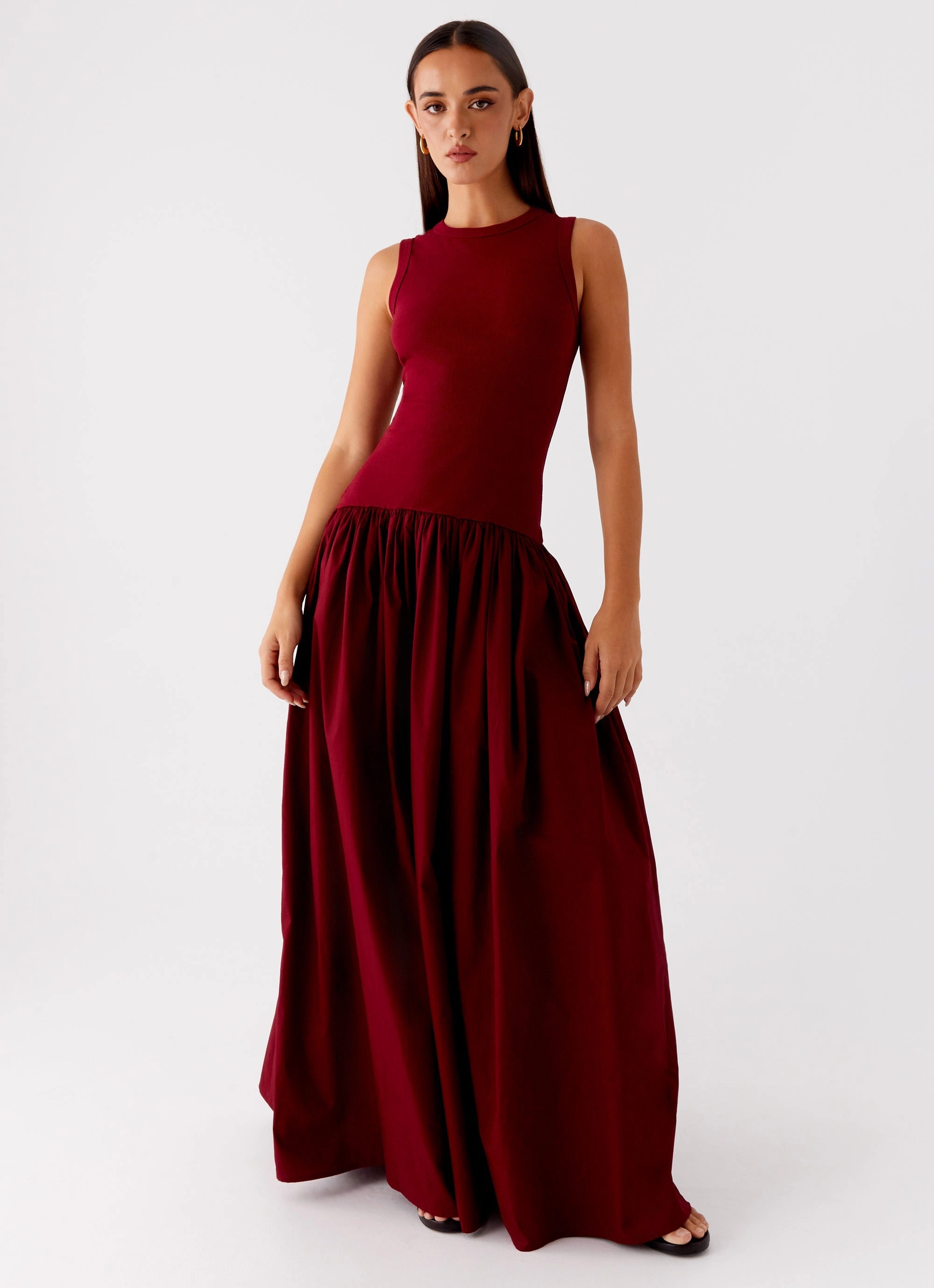 Tailored Mood Calm Tone Shivani Maxi Dress - Maroon