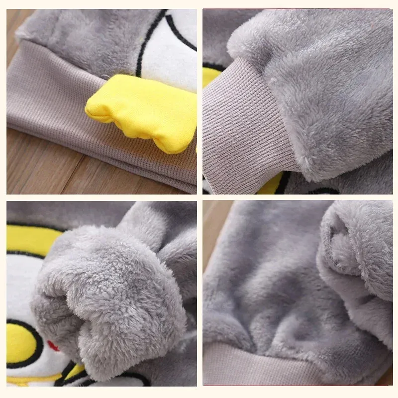 Fall Winter Children Clothing Baby Pajamas Set Thick Flannel Fleece Child Sleepwear 2Pcs Sets Warm Home Suits