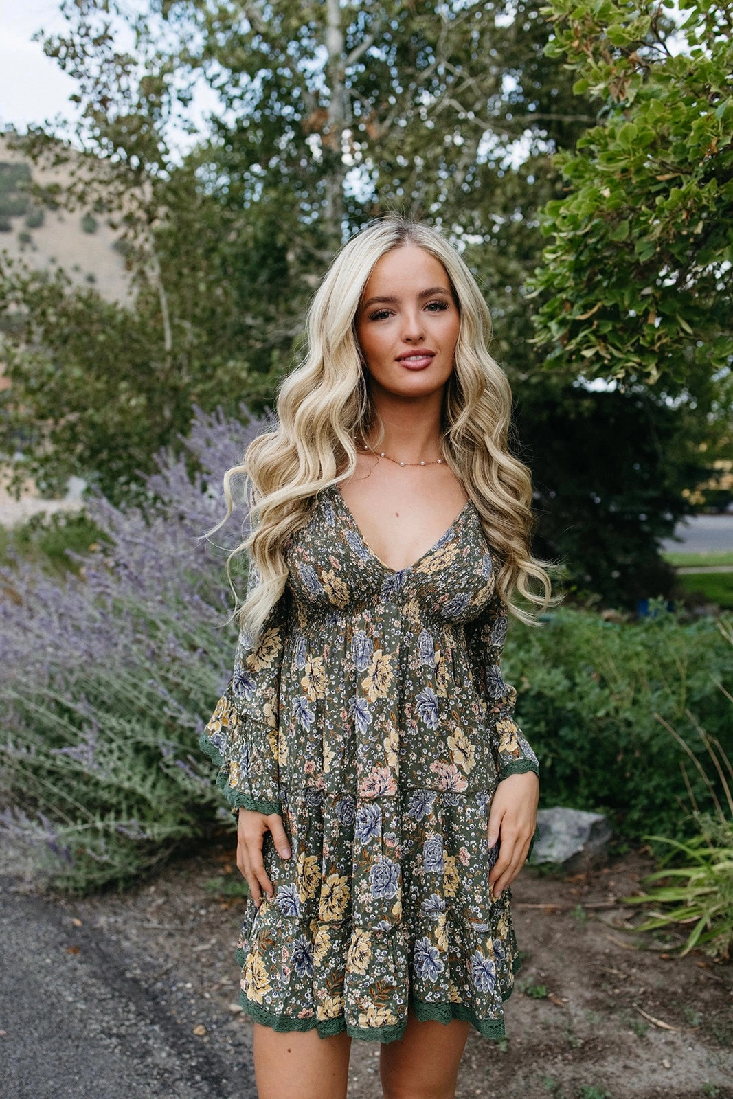 Silky Surface Fall For Me Bell Sleeve Dress