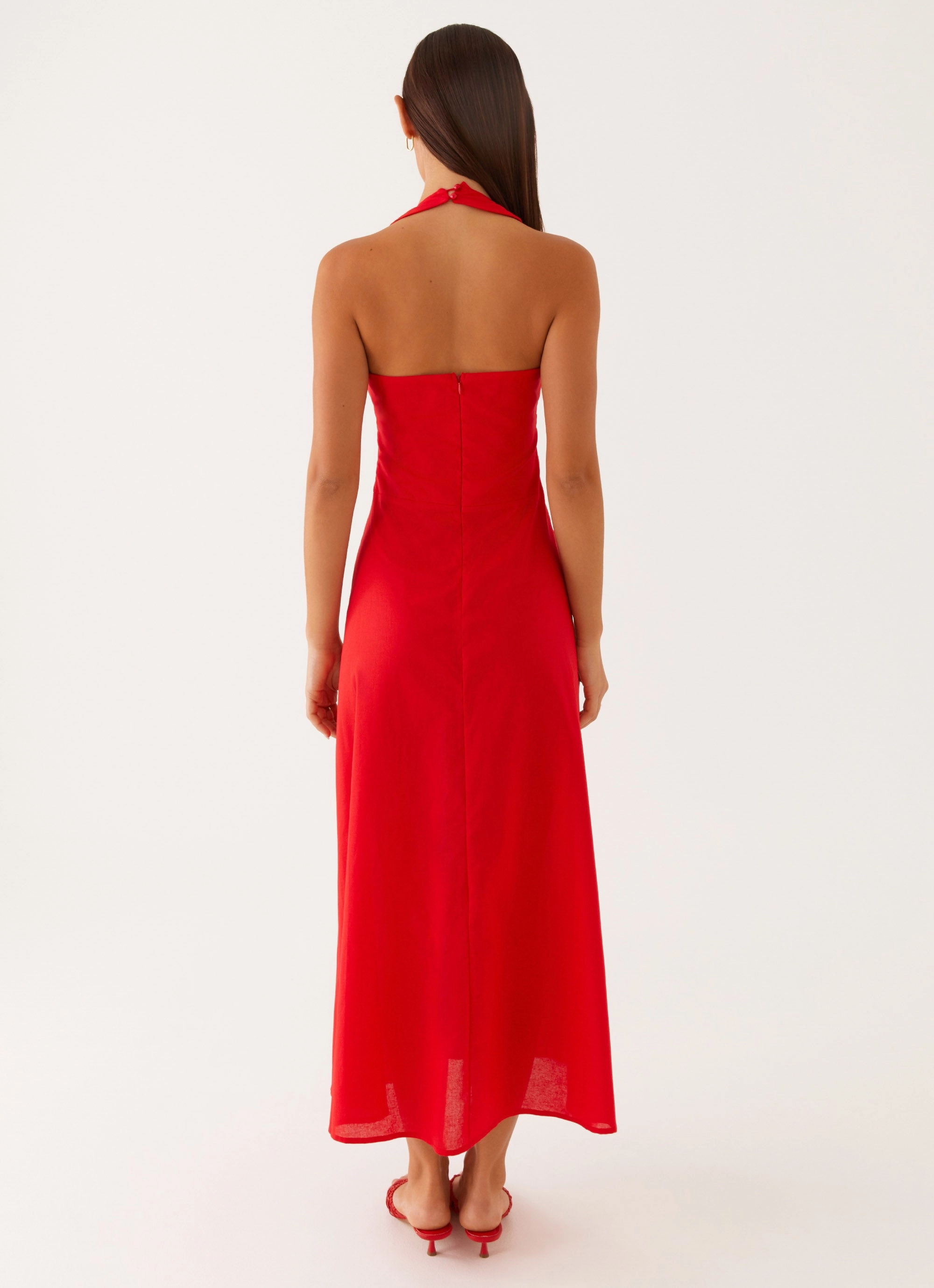 Falling For You Midi Dress - Red Easy Elegance