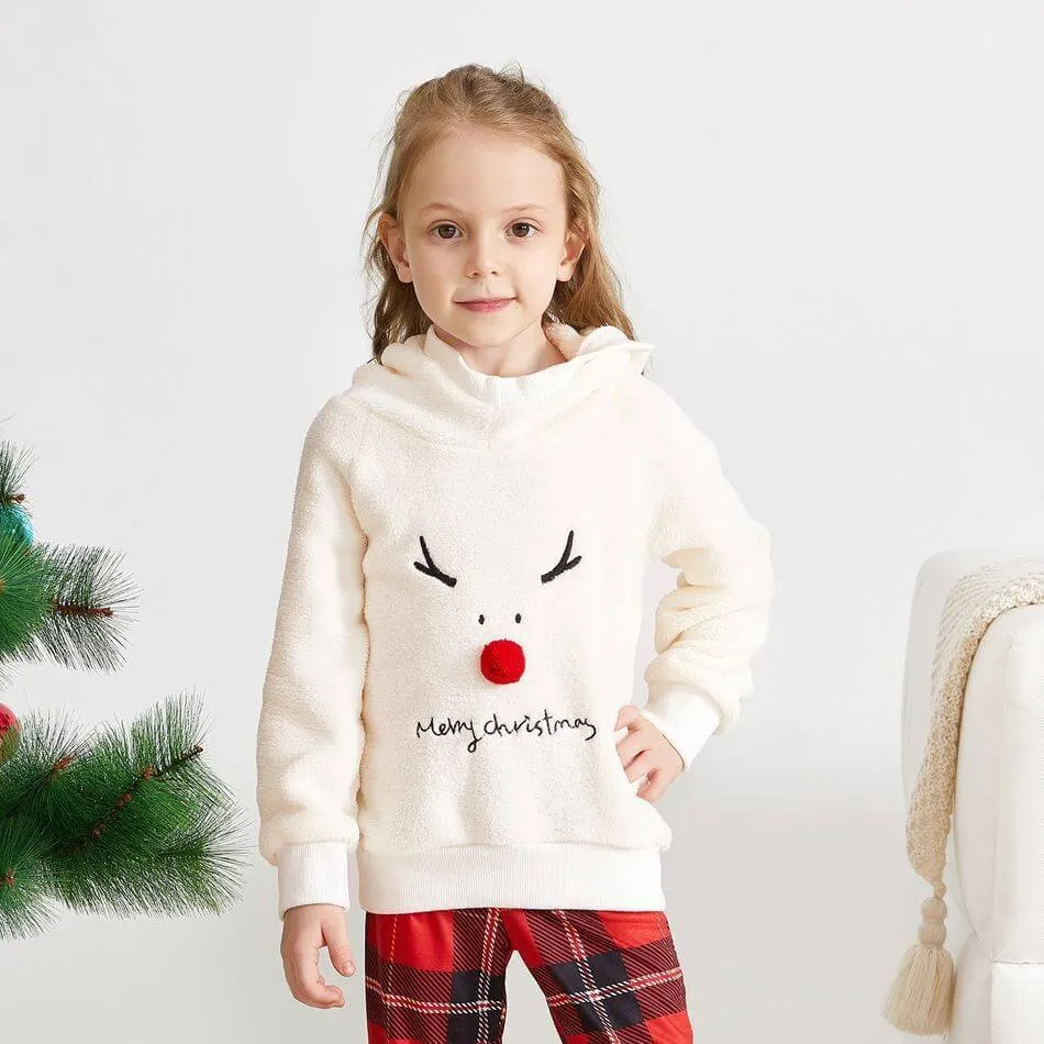 Family Matching Christmas Pajamas Outfits Long Sleeve Cute Elk Print Pullover Plaid Pants Xmas Pjs Set Loungewear Outfits, lioness-love