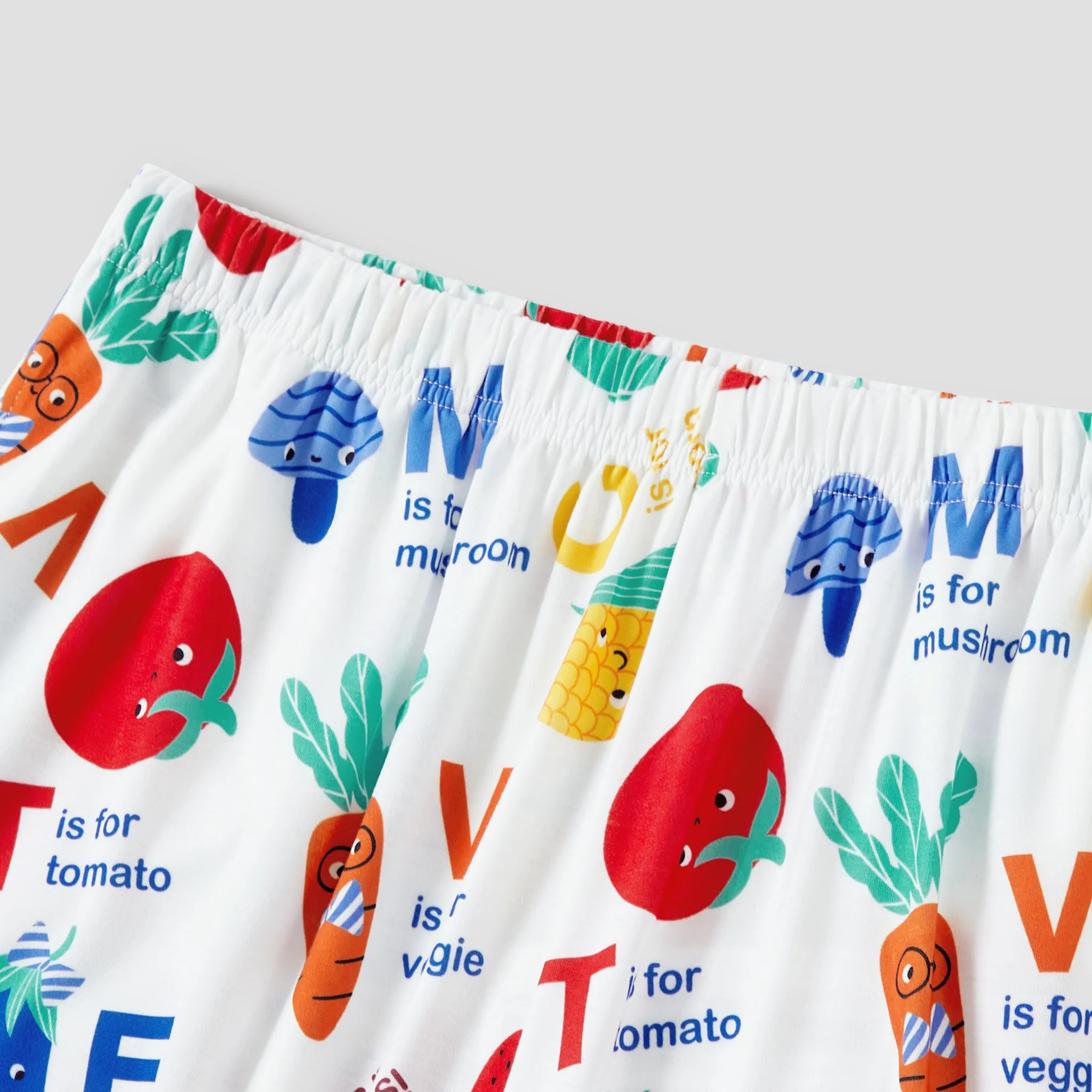 Family Matching Multi-Color Vegetable and Alphabet Pajamas ( Flame Resistant )