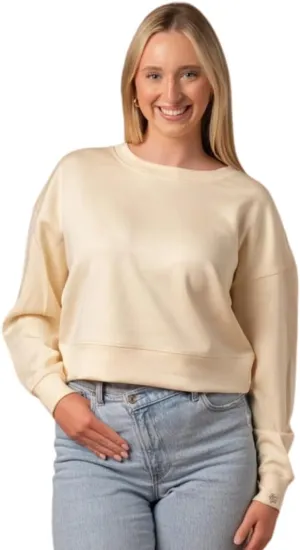 Fan Girl Womens Modal Sweater, Super Soft Casual Long Sleeve Crew Neck Crop, Perfect for Workout & Lounge, Sizes S-2XL