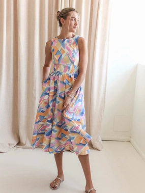 Alaina Abstract Midi Dress Classic Move SustainableCotton