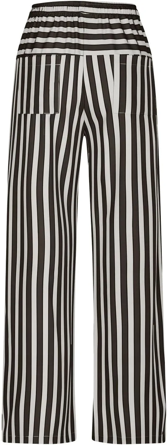 fanmpghleoo Drawstring Striped Pants Women Low Rise Wide Leg Pants Comfy Lounge Pants with Pockets Straight Leg Trousers
