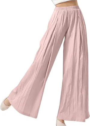 fanmpghleoo Linen Pants Women Baggy Wide Leg Culottes for Women Lightweight Flowy Dance Pants Comfy Lounge Pants with Pockets