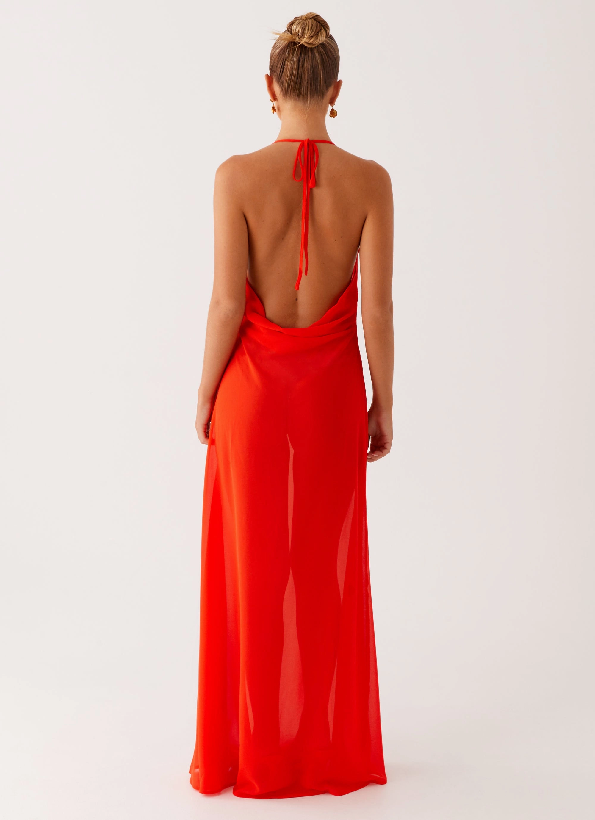 Soft Detail Zip-Closure Fantasy Maxi Dress - Orange