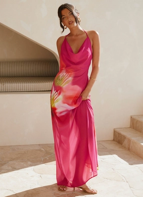 Fantasy Maxi Dress - Pink Tropical Cozy Vibes