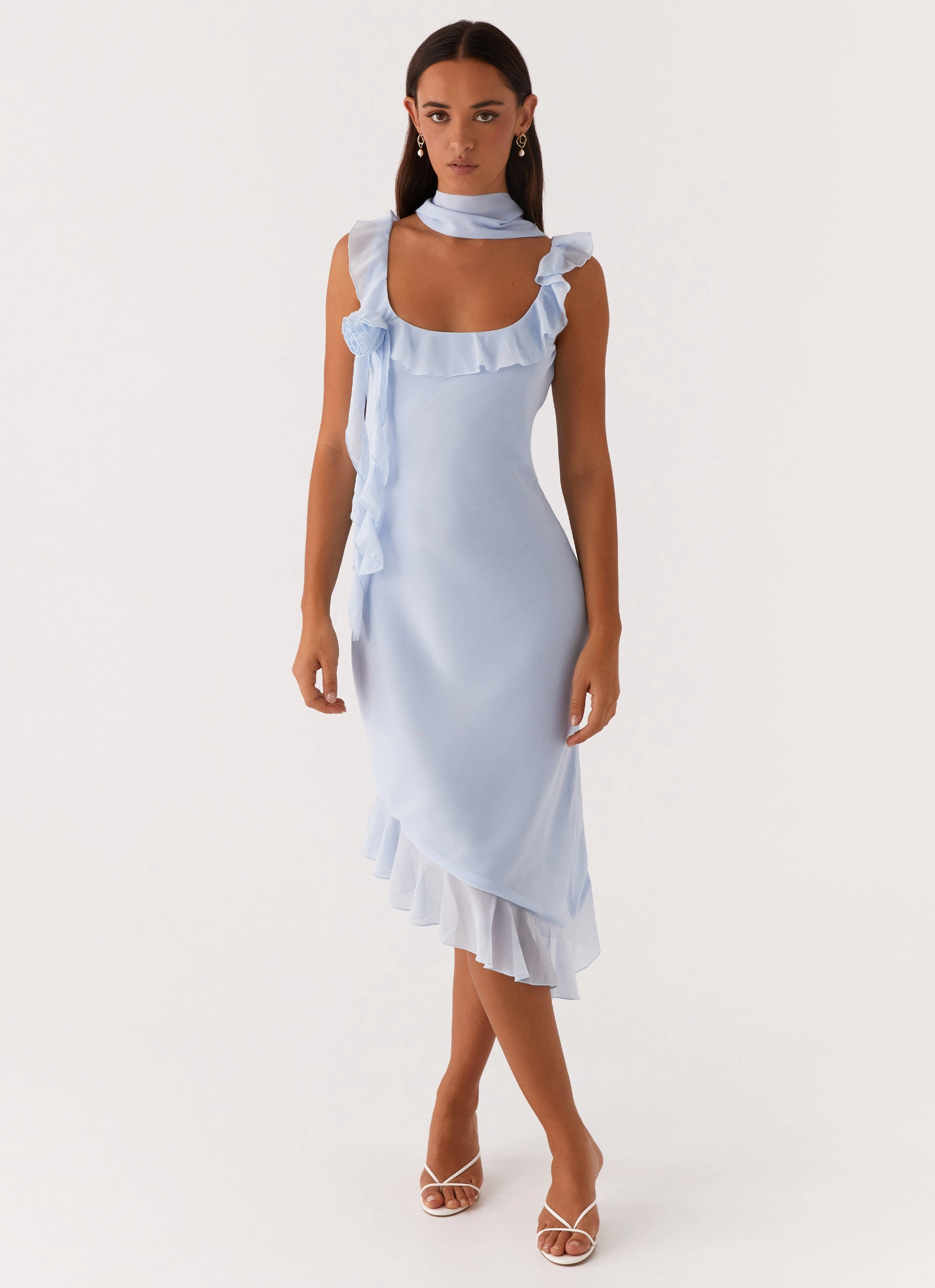 Smart Comfort Soft Tone Fariday Midi Dress - Blue