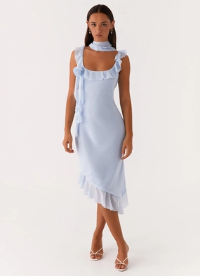 Smart Comfort Soft Tone Fariday Midi Dress - Blue