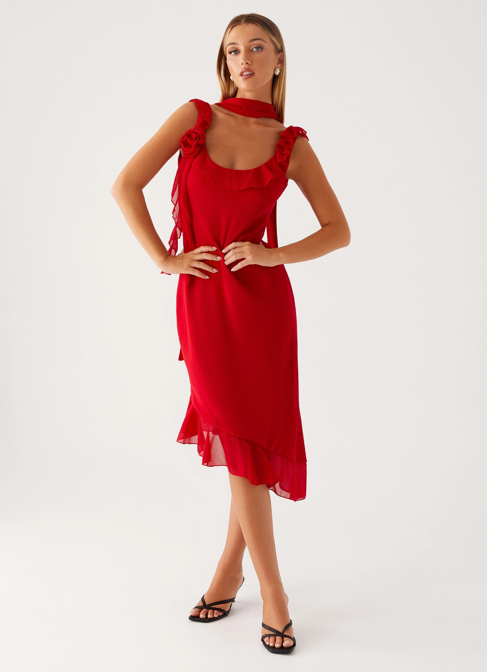 Fariday Midi Dress - Red Trendy Cut