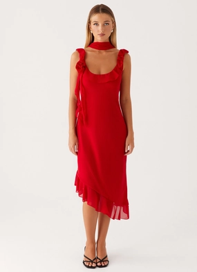 Fariday Midi Dress - Red Pretty Glow
