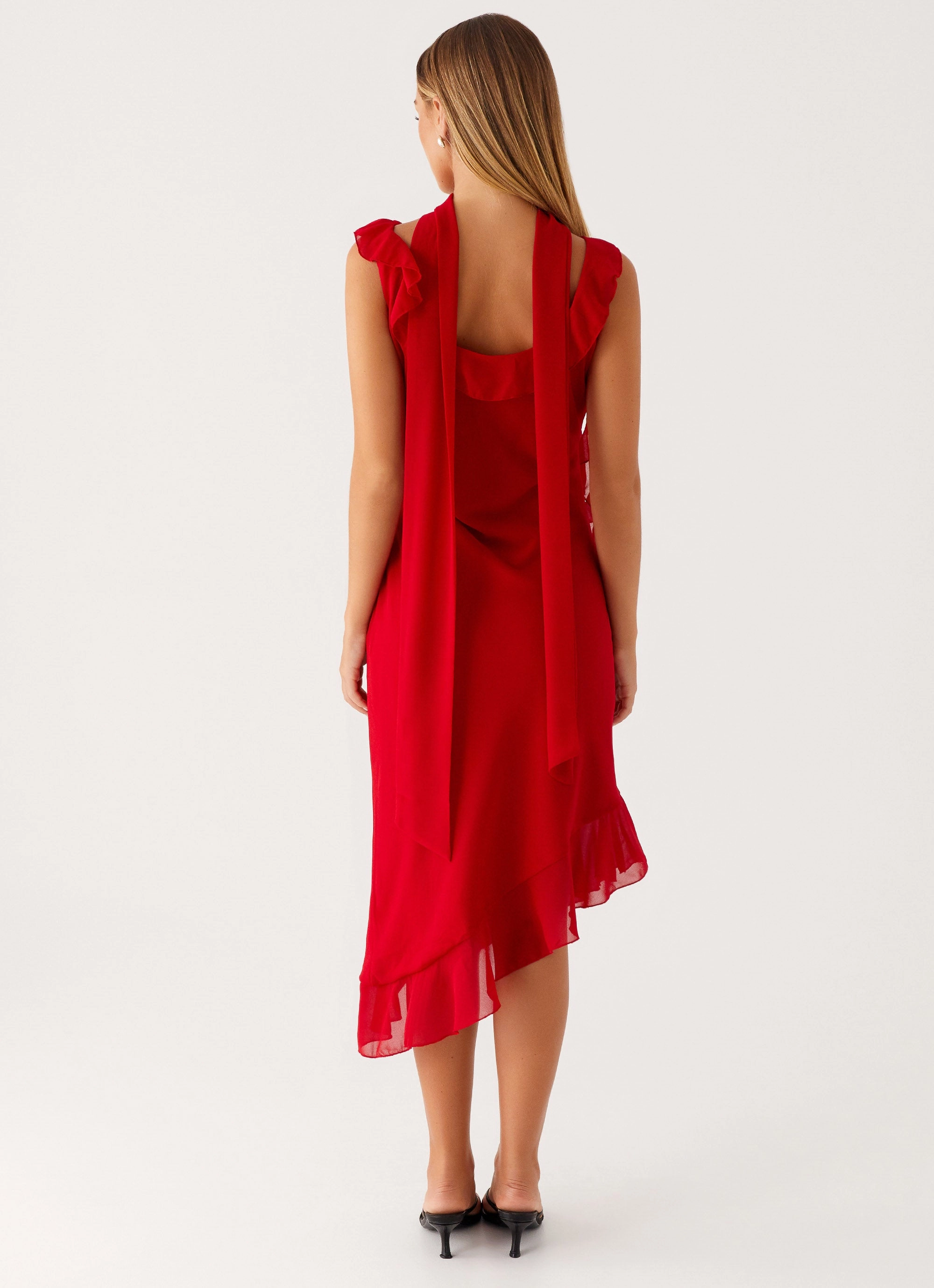 Airy Layer Fariday Midi Dress - Red