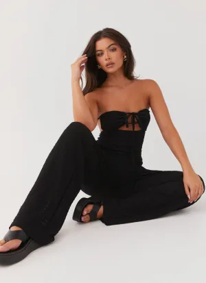 Jadey Waffle Pants - Black Office Friendly