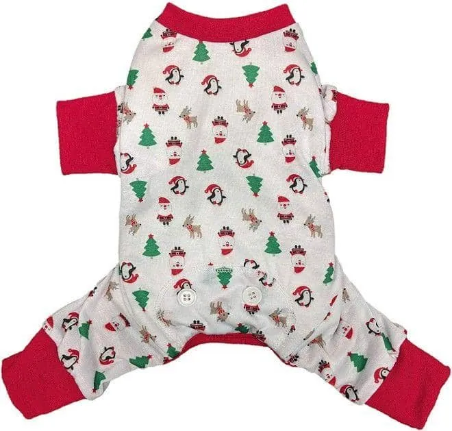 Fashion Pet White Jingle Jam Dog Pajamas - X-Small