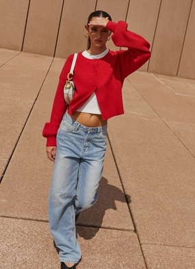 Daphne Knit Cardigan - Cherry Ergonomic Cut Quick Dry Fabric Technology