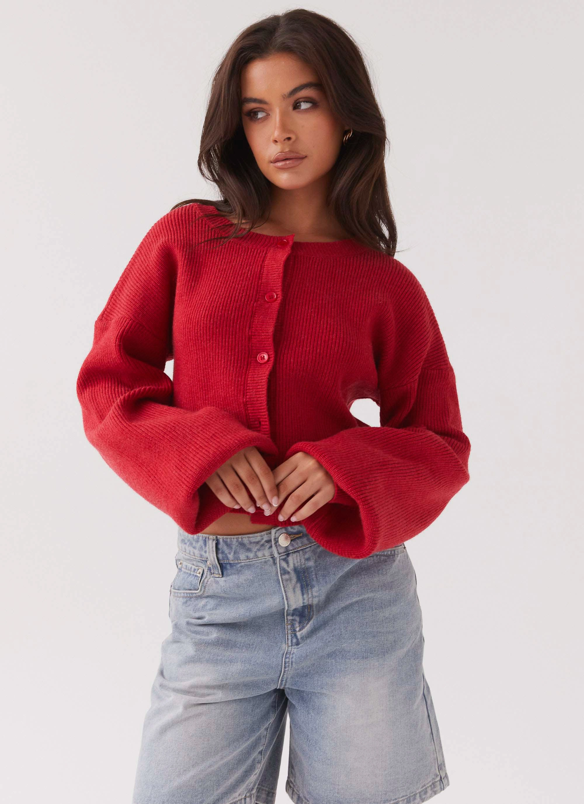 Flexible Mobility Daphne Knit Cardigan - Cherry