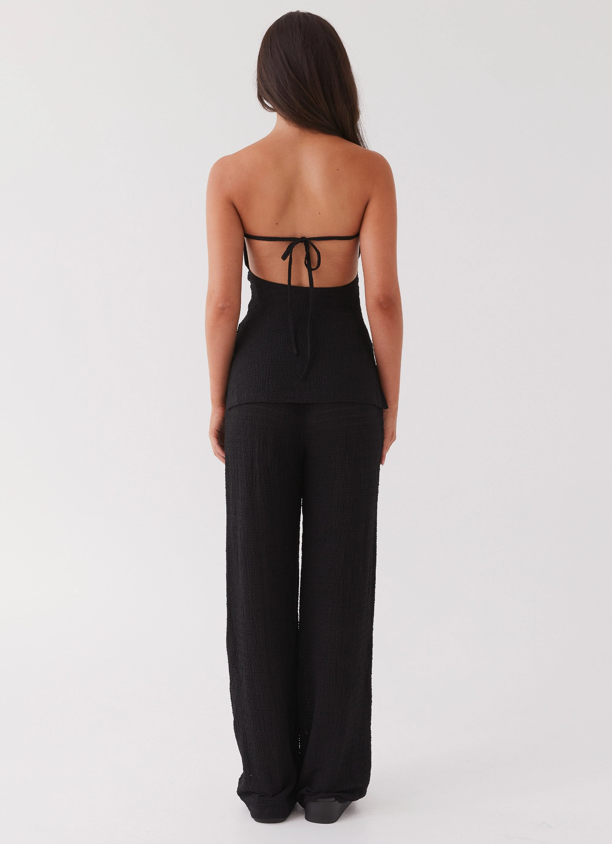 Jadey Waffle Pants - Black Slim Comfort Pull-on style