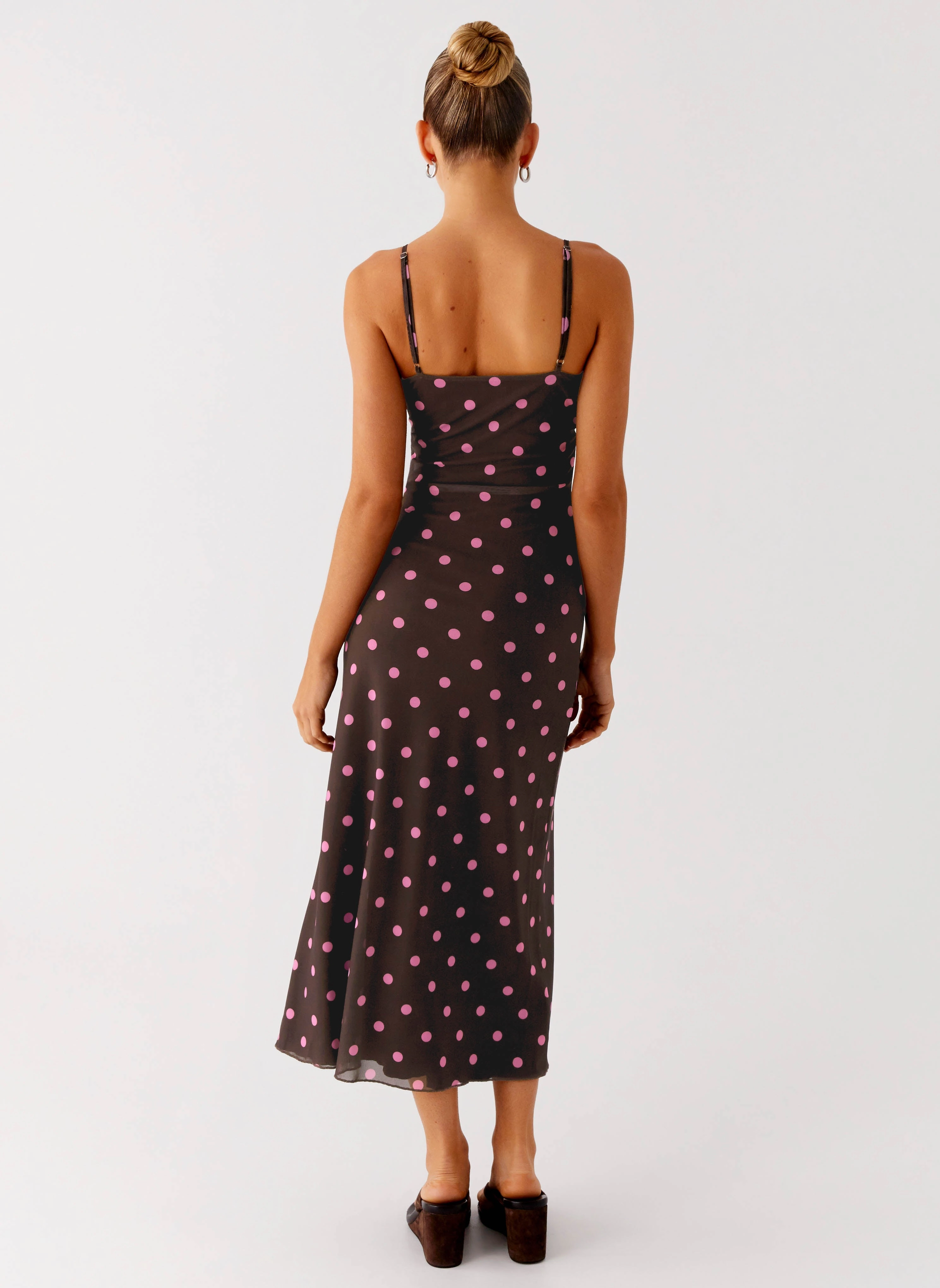 Smart Fit Evening-Wear Latto Midi Dress - Chocolate Strawberry Dot