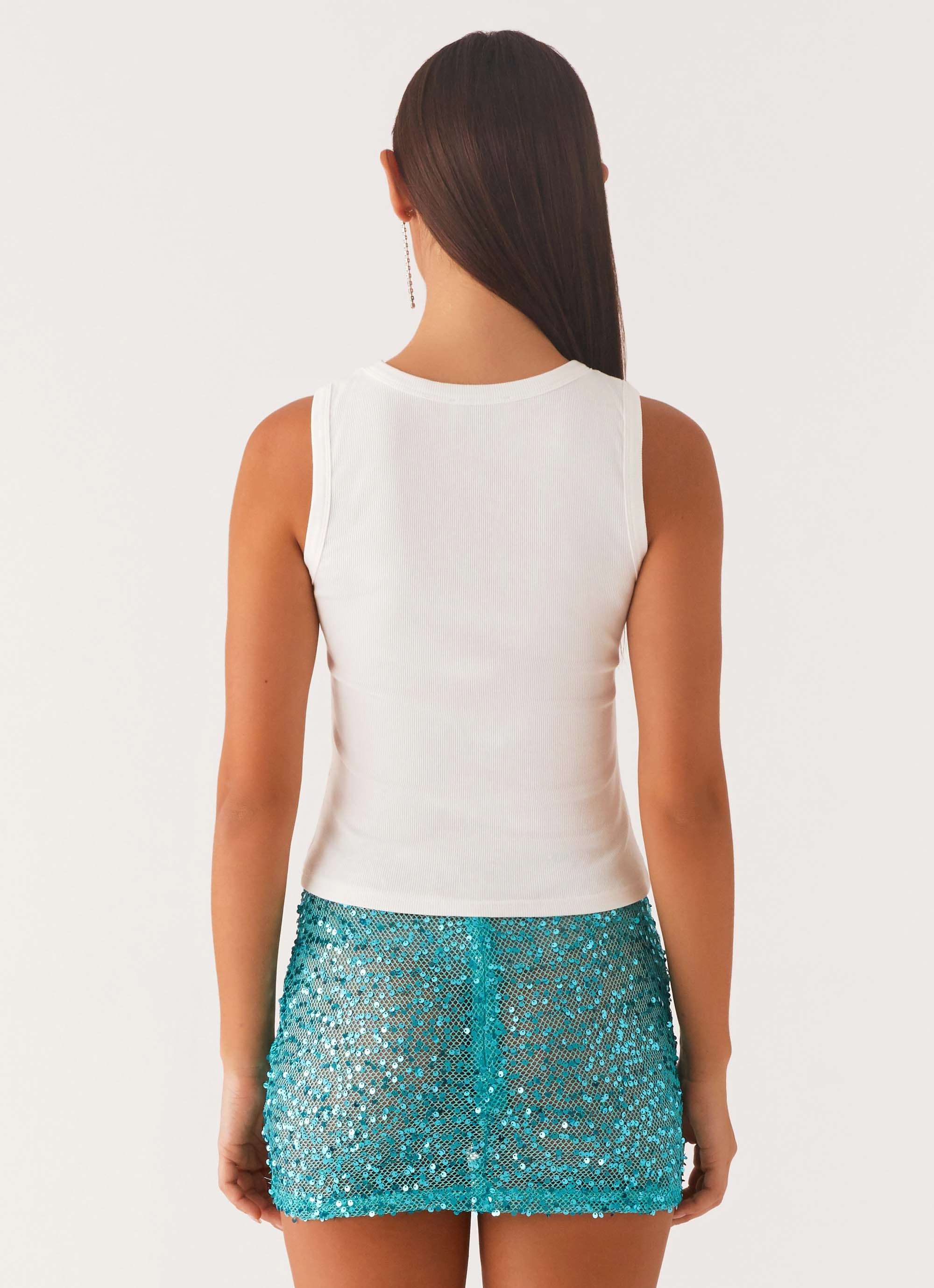Signature Beaded Logo Tank - White SeamFreeShoulder