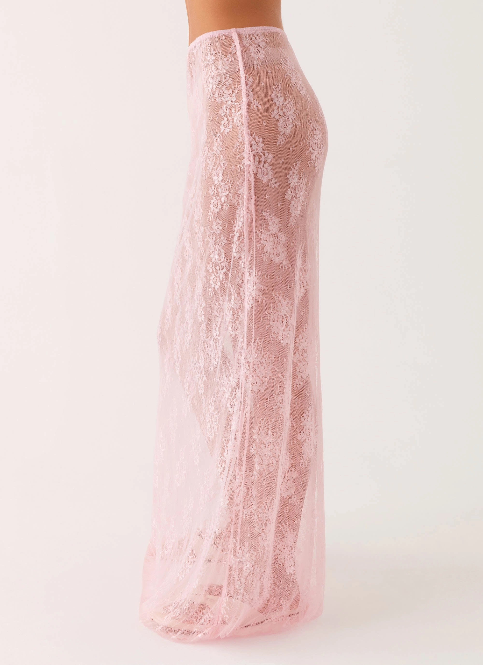 raw hem Caden Lace Maxi Skirt - Pink