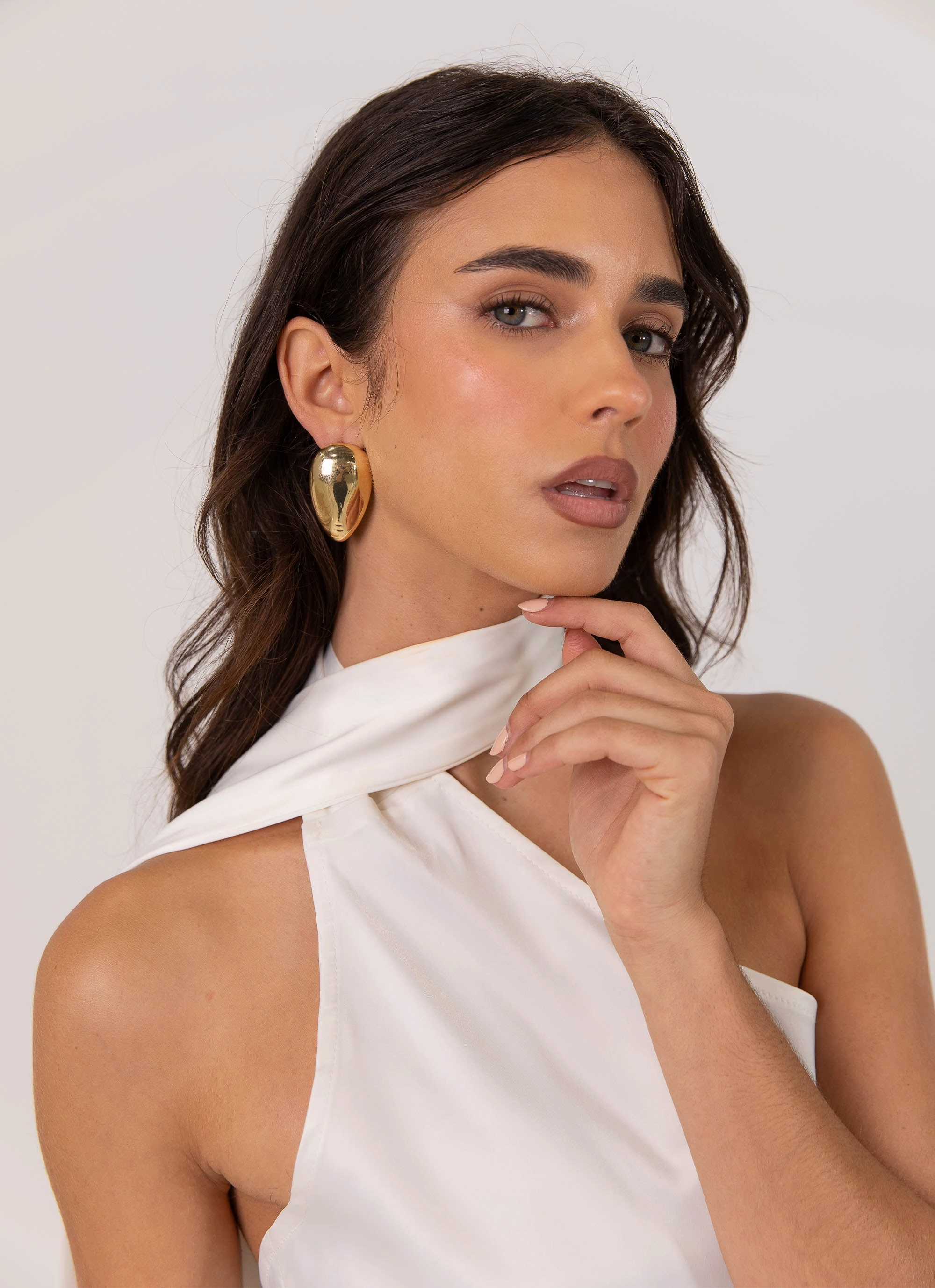 color block Weekend Outfit Cassandra Scarf Mini Dress - Pearl