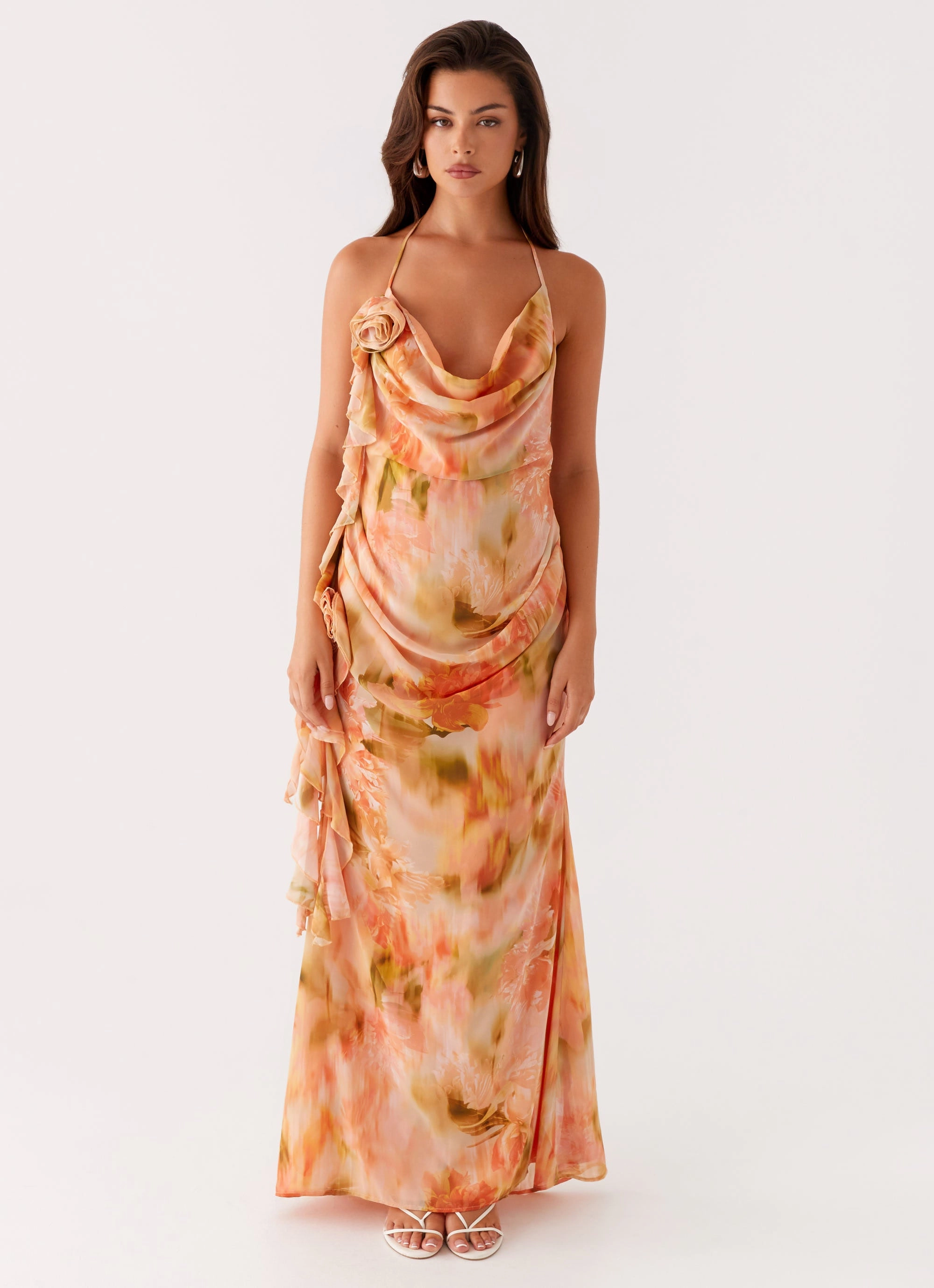 Polite Color Diedre Rose Strappy Maxi Dress - Sunset Floral