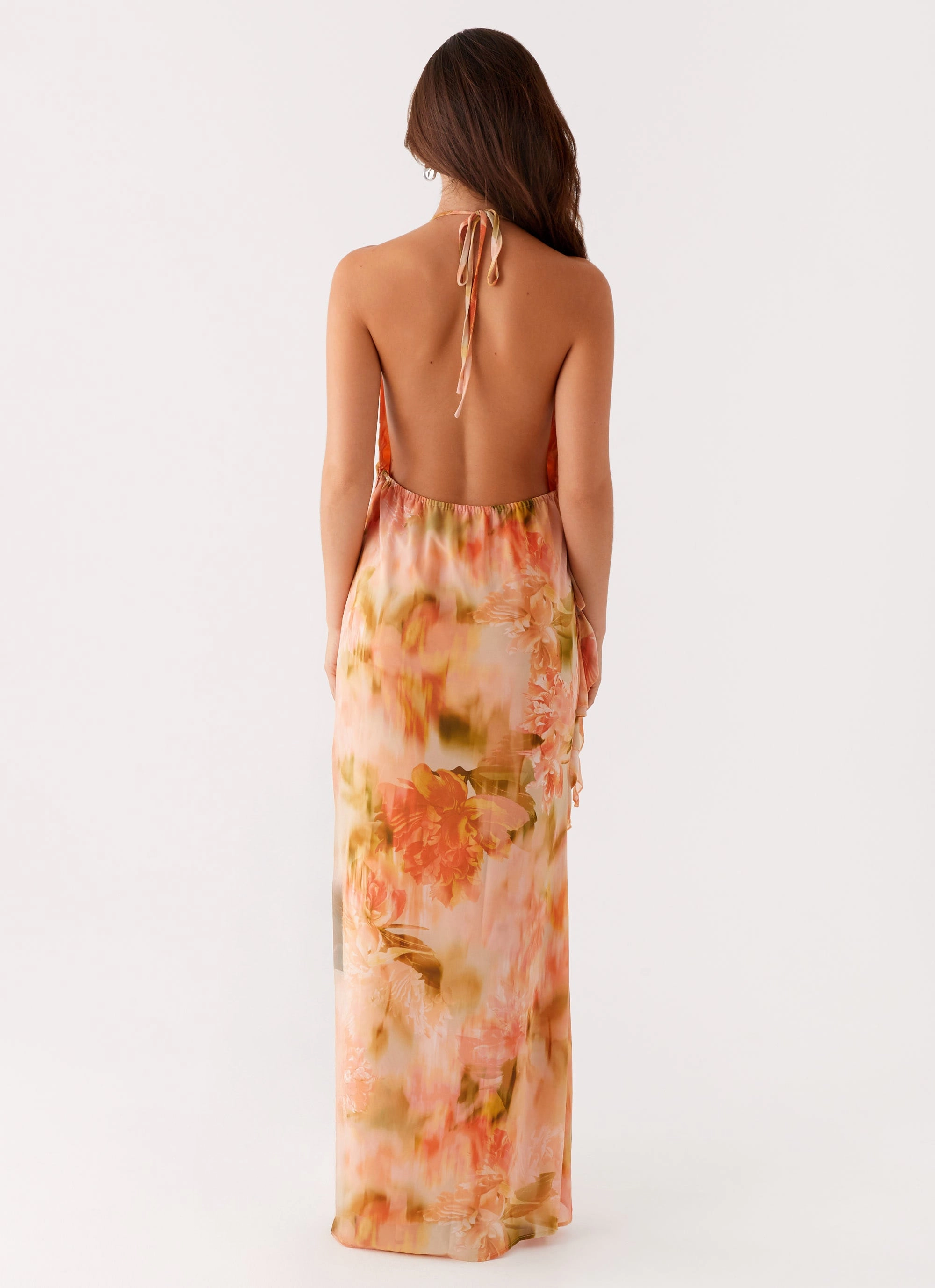Diedre Rose Strappy Maxi Dress - Sunset Floral Balanced Lines