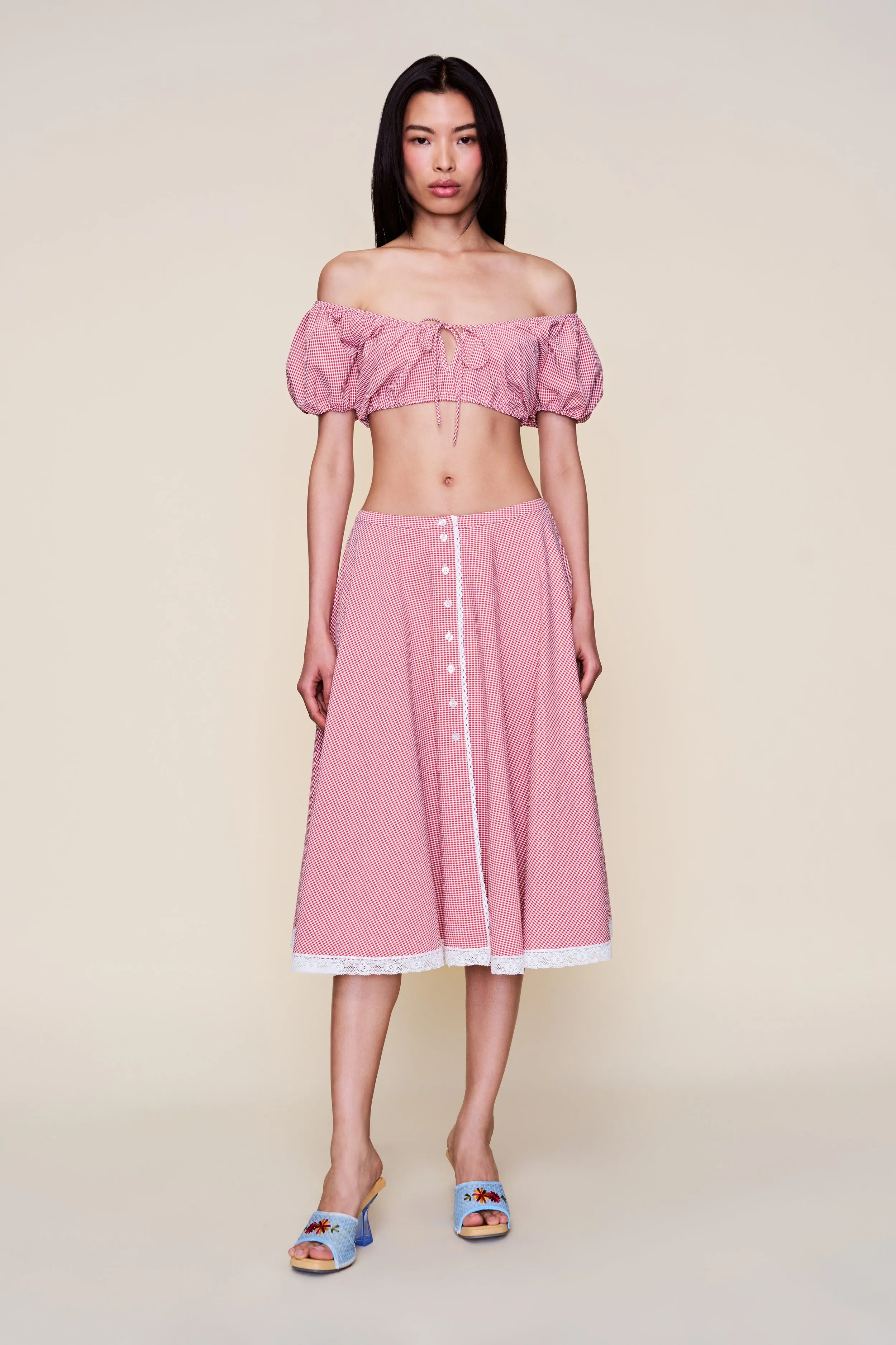 Ravello Gingham Top Taped Neckline