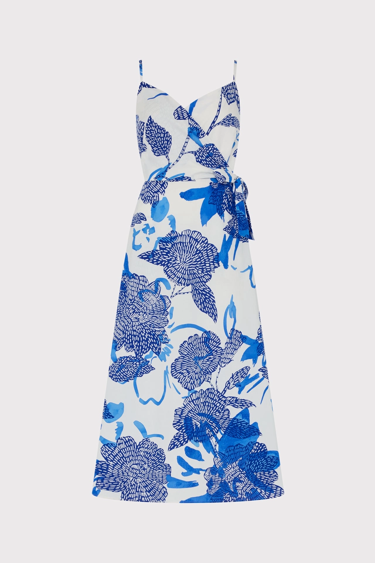 Norma Brushwork Floral Poplin Wrap Dress Body Fit