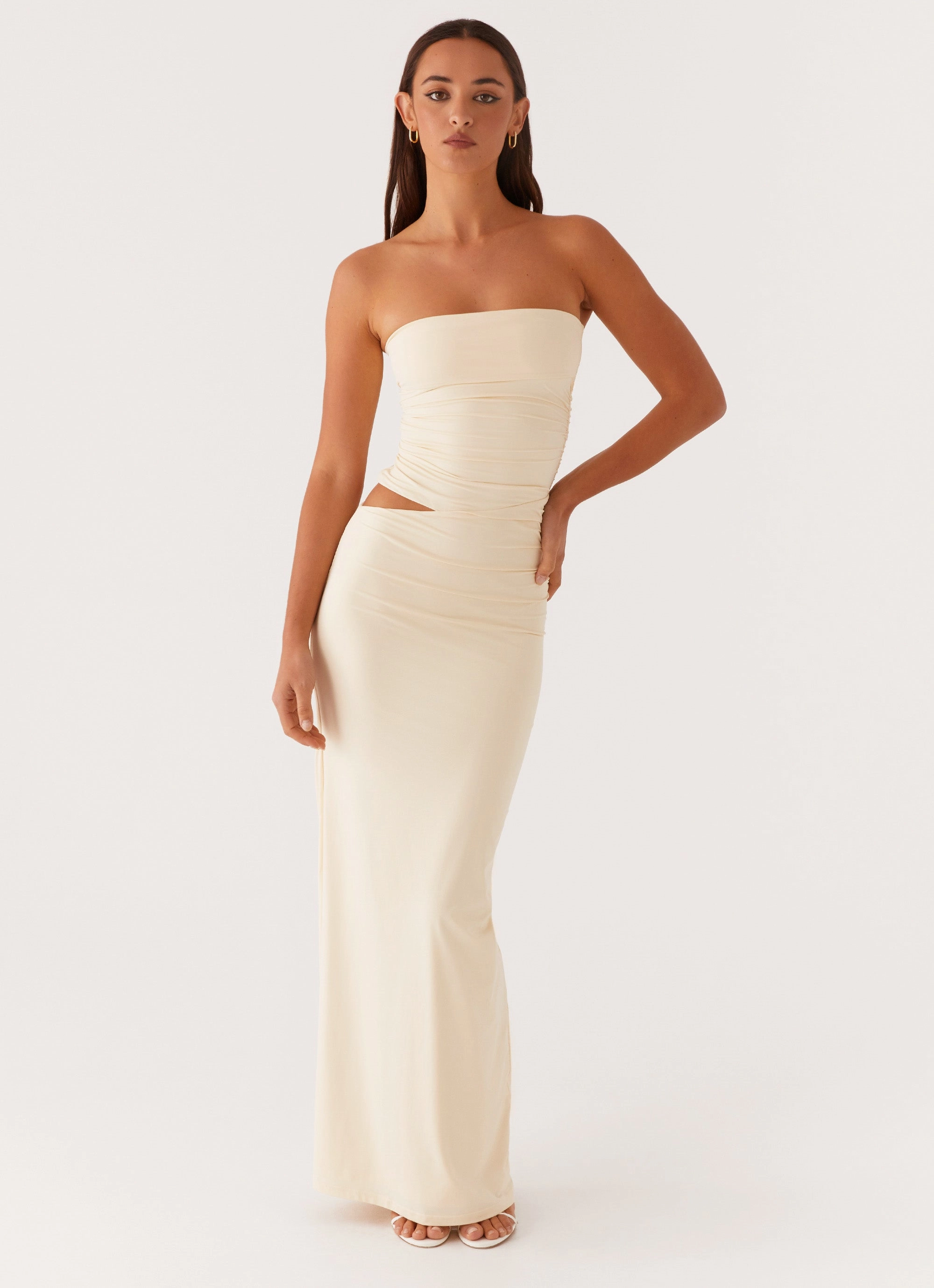 Daily Style Romee Strapless Maxi Dress - Pastel Yellow