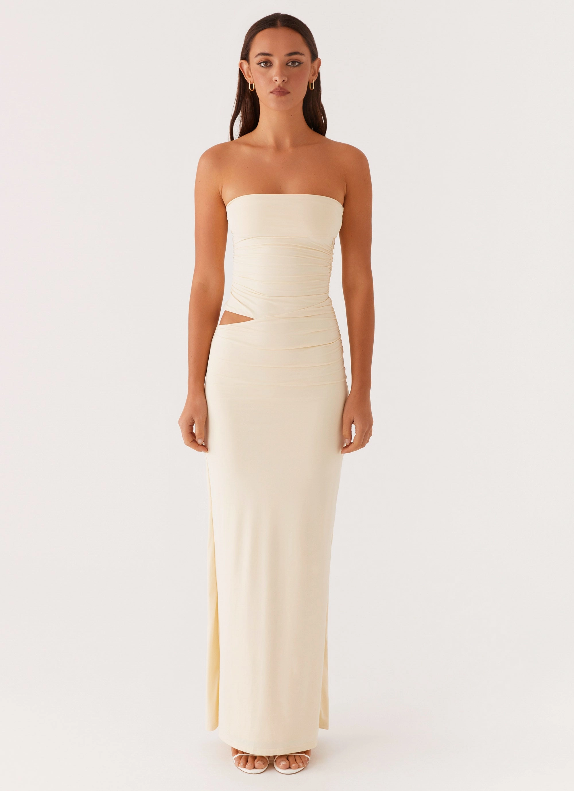 Romee Strapless Maxi Dress - Pastel Yellow Stretch-Recovery Beachwear