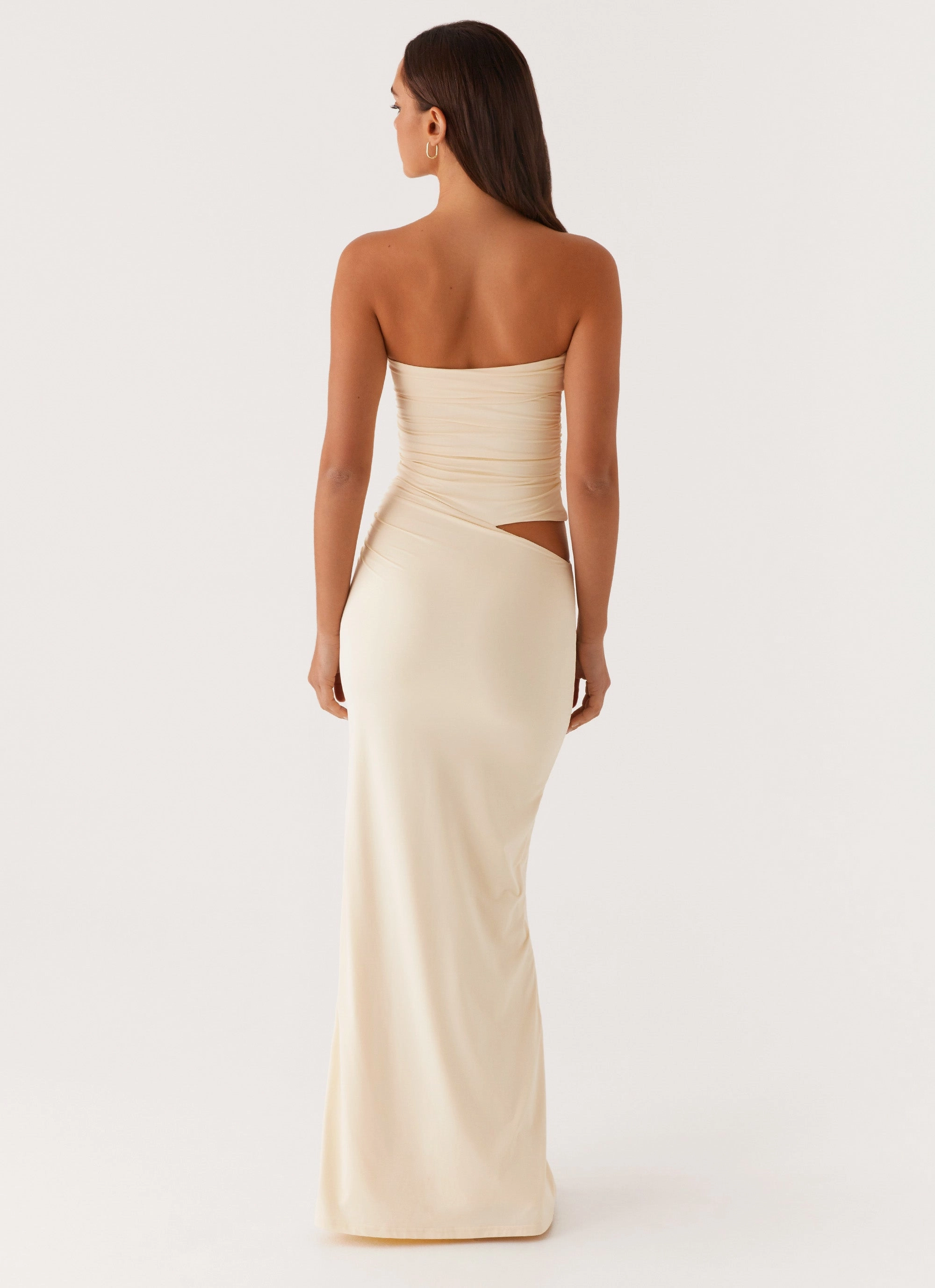 Flattering bodycon dress Romee Strapless Maxi Dress - Pastel Yellow