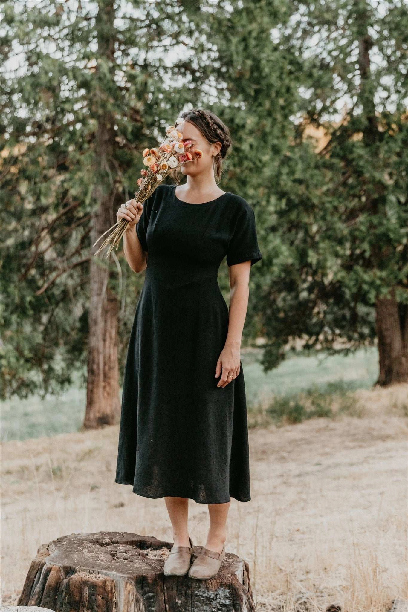 Cozy Flex FlatlockSeam Bella Dress in Black