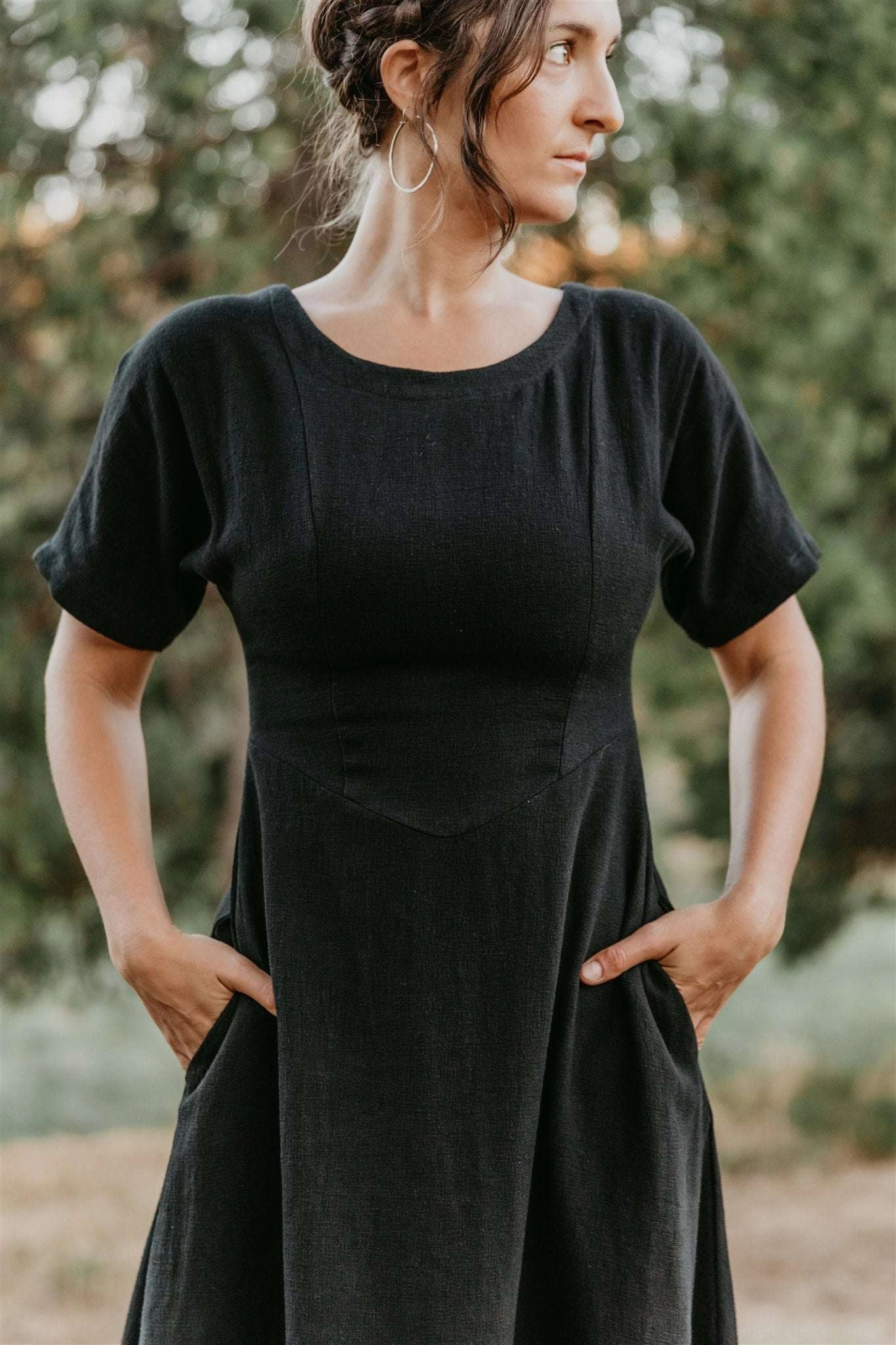 Bella Dress in Black Drawstring-Closure Fashion Daily