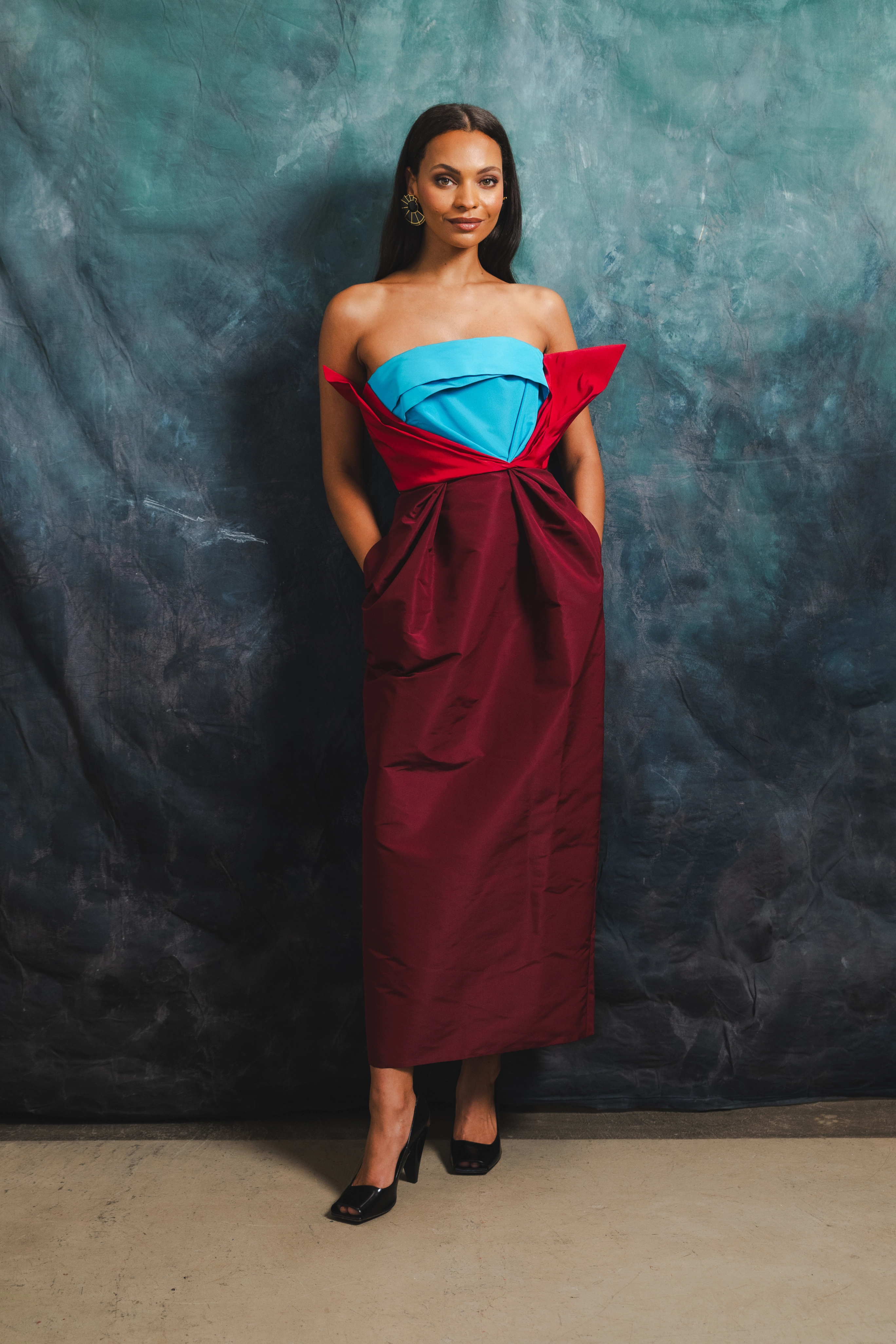 Sophisticated Layers Silk Peel Strapless Tulip Dress