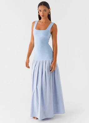 Jaxon Maxi Dress - Blue Light Cloud