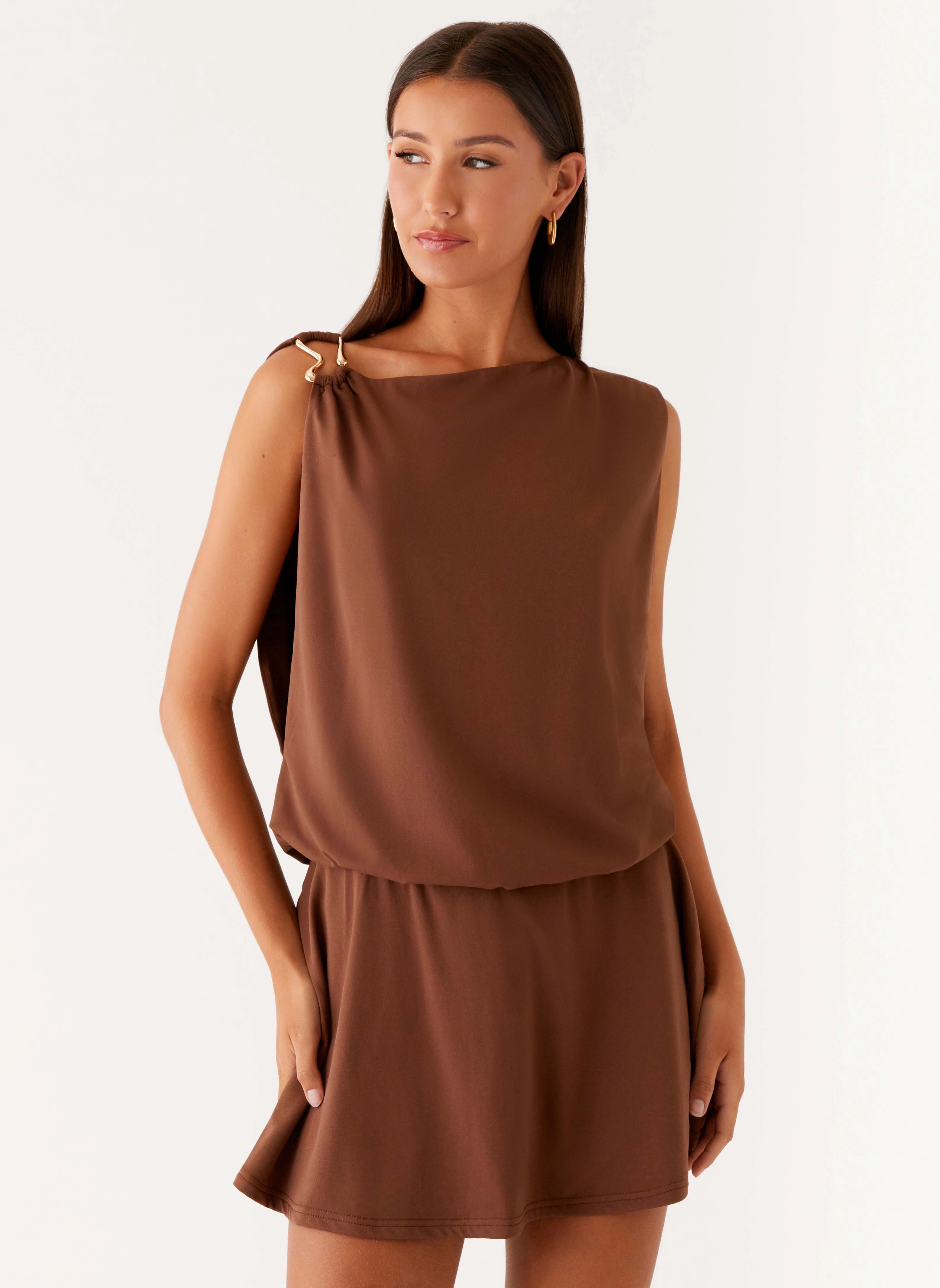 Ala Mini Dress - Chocolate tailored look