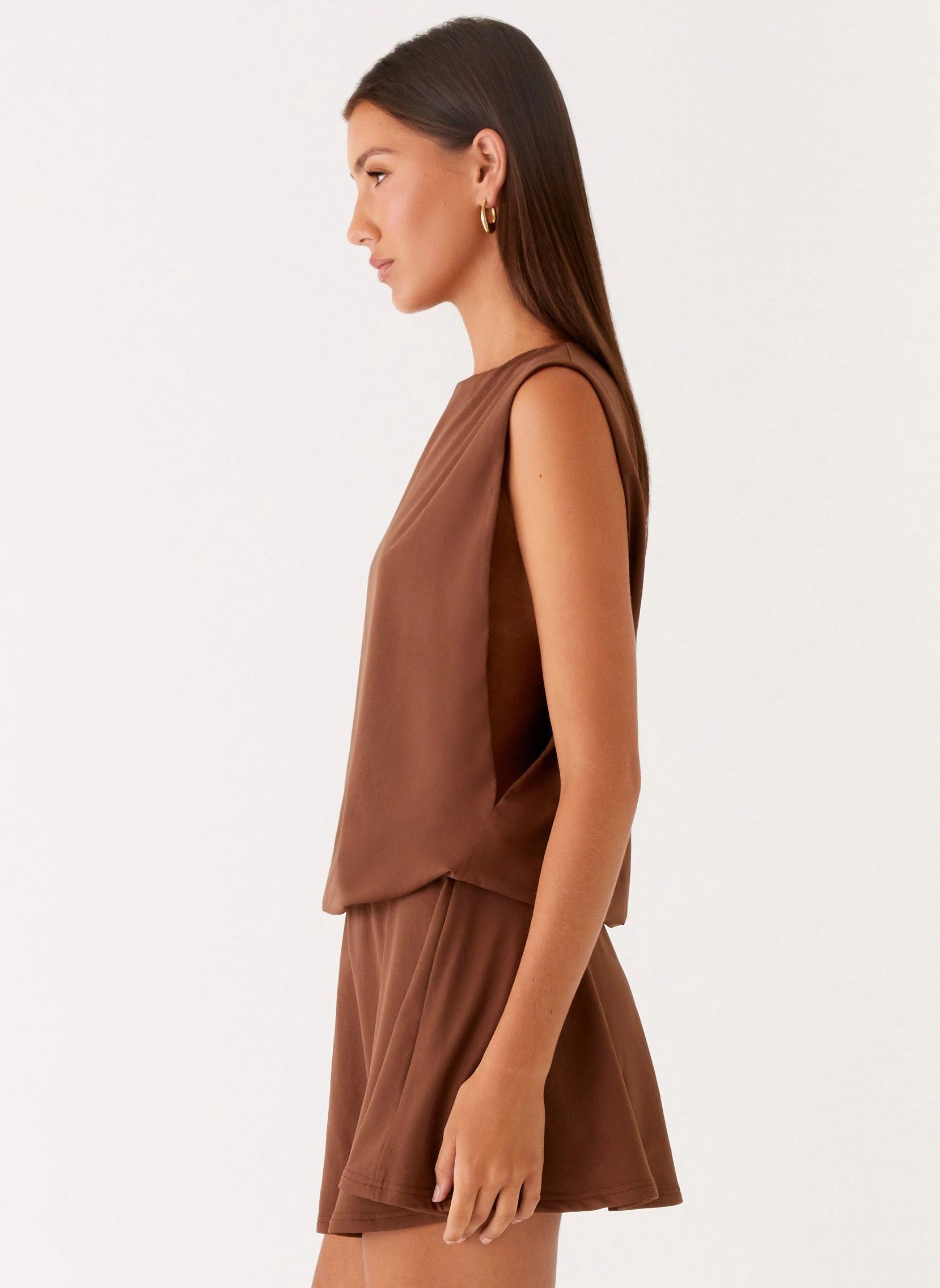 Flattering Design Ala Mini Dress - Chocolate