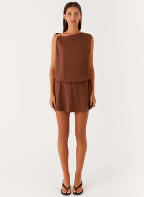 Smile Soft Ala Mini Dress - Chocolate