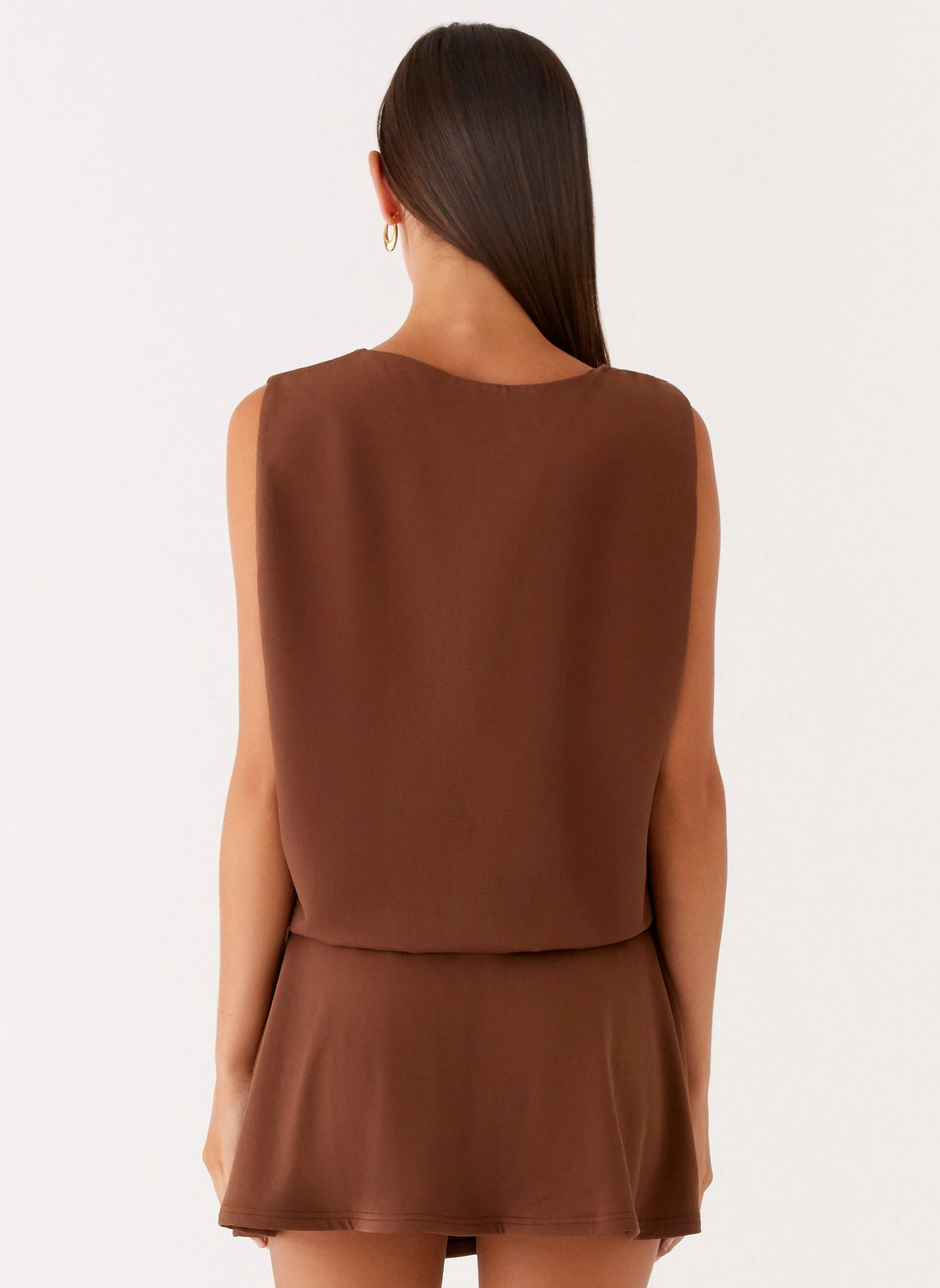 Elegant Outline Perfect for Layering Ala Mini Dress - Chocolate