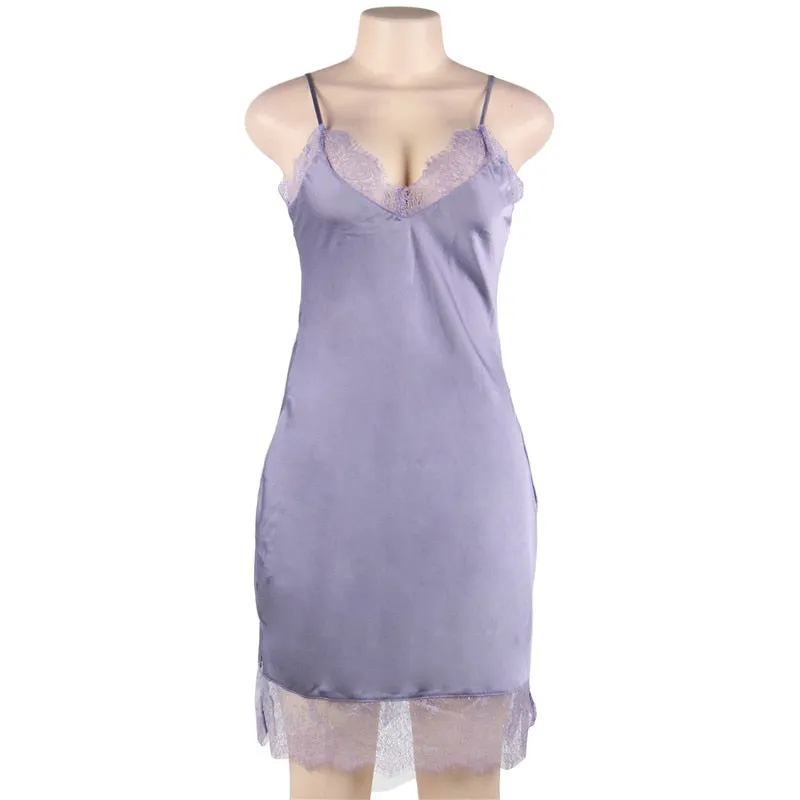 FashionSierra - Plus Size 7XL Clothing Satin Silk Dress Ladies Night wear V-neck Fashion Pajamas