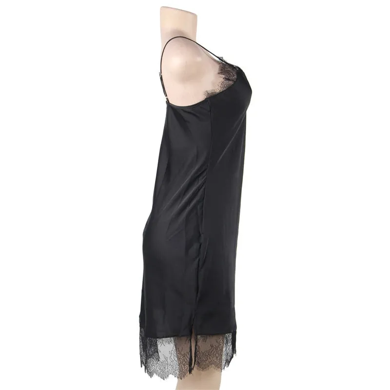 FashionSierra - Plus Size 7XL Clothing Satin Silk Dress Ladies Night wear V-neck Fashion Pajamas