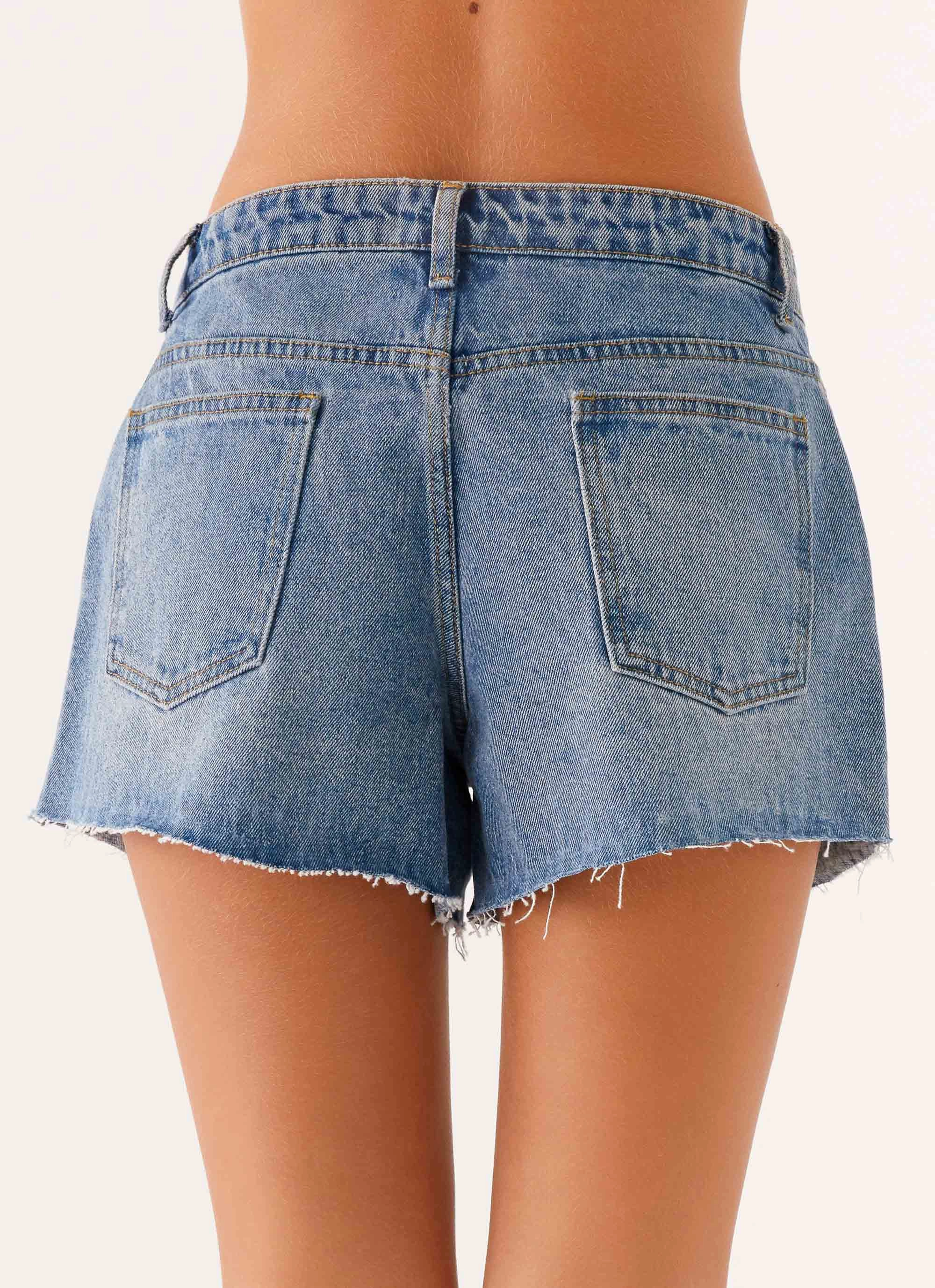 Davie Low Rise Denim Shorts - Blue Casual Elegance