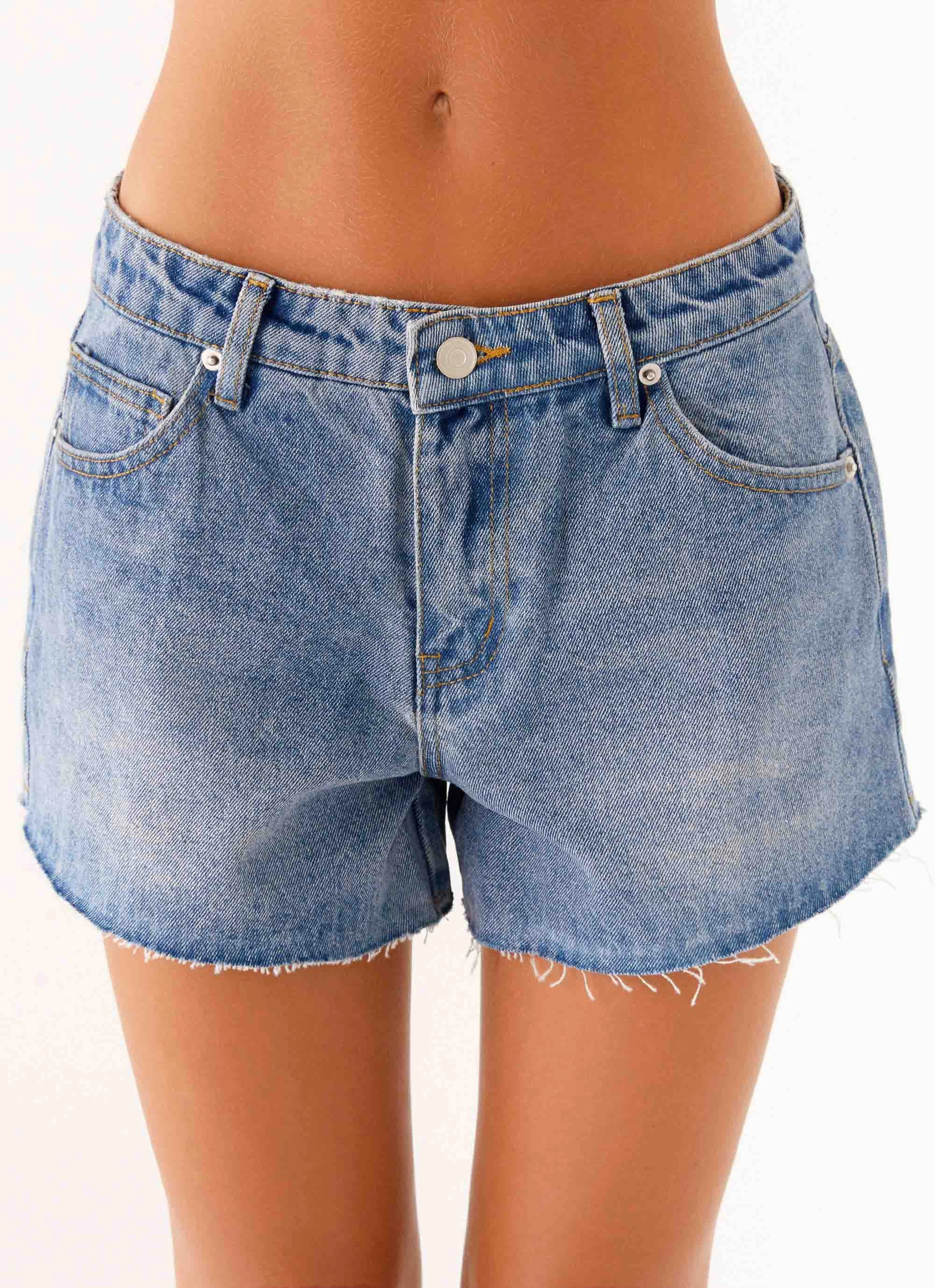 Davie Low Rise Denim Shorts - Blue high - rise