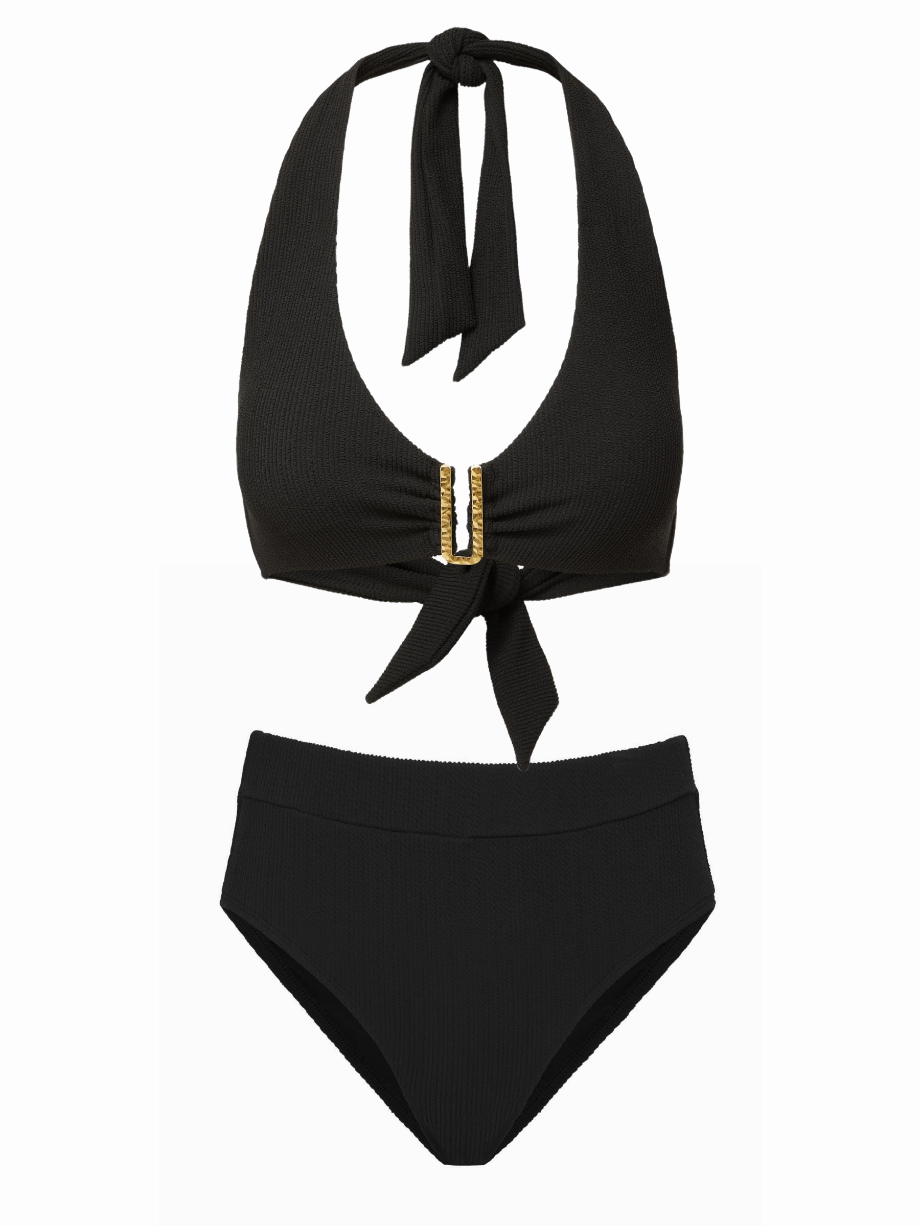 Lifestyle Ready Melissa Top   Hi Waist Hi Leg Bottom in Black Texture