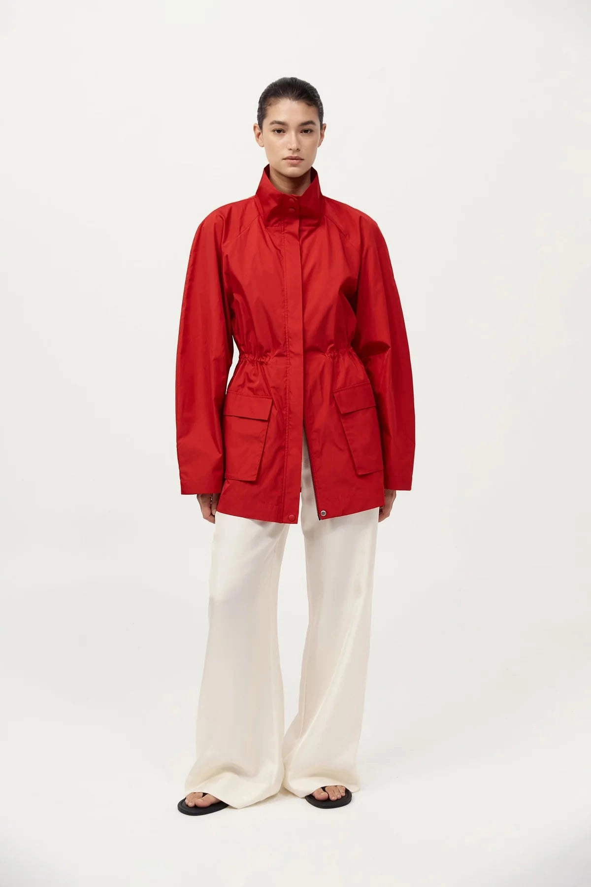 Paper Taffeta Parka in Red graduation party fall season
