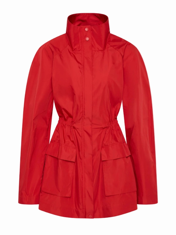 Paper Taffeta Parka in Red Fast Dry Cordlock Adjustment System