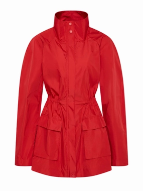 Paper Taffeta Parka in Red Fast Dry Cordlock Adjustment System
