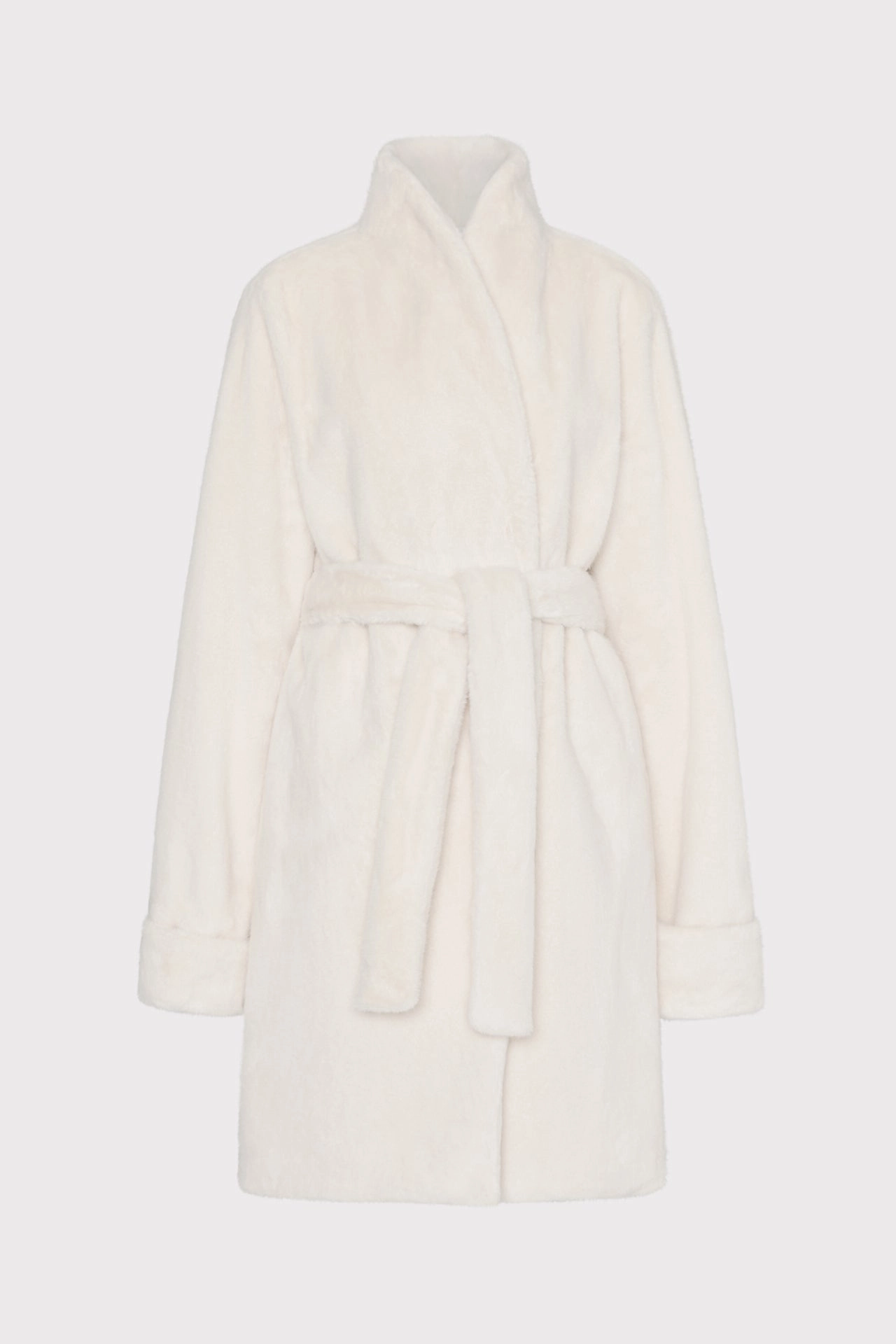 Double Layered Collar Light Reflective Faux Mink Wrap Coat